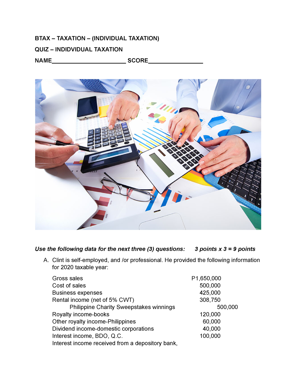 QUIZ Individual Taxation Passive Income Capital Gains TAX - Income ...