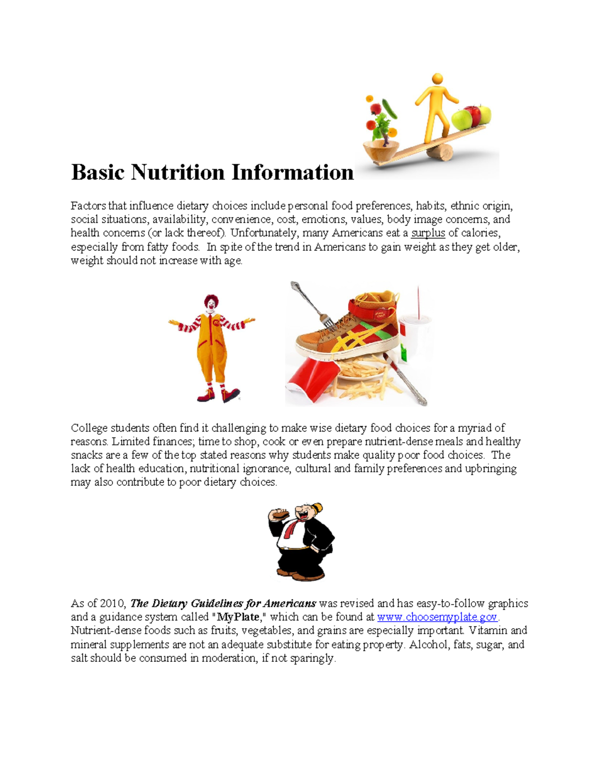 Basic Nutrition Information - Basic Nutrition Information Factors that ...