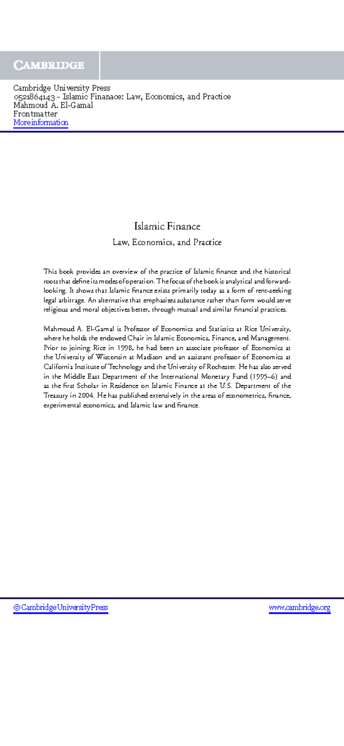 (2) Islamic Finance - LAW, Economics AND Practice - Islamic Finance Law ...