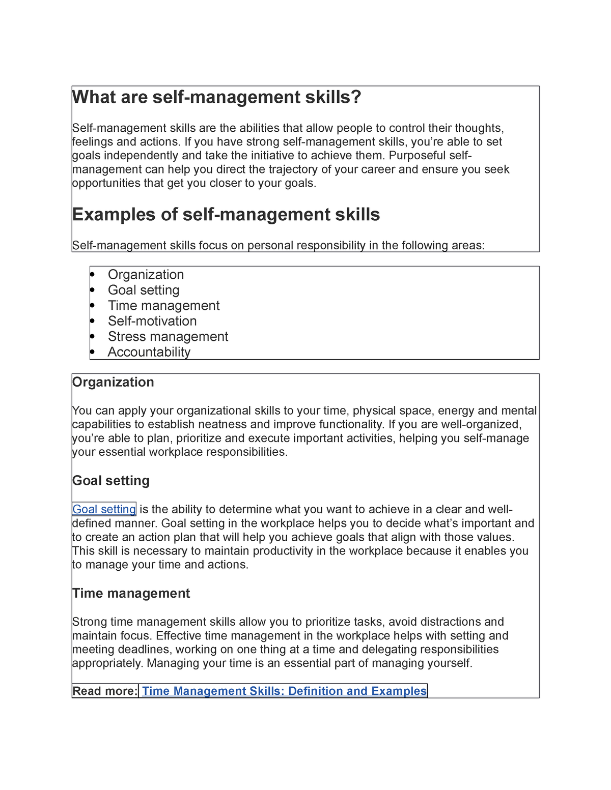 self management research paper