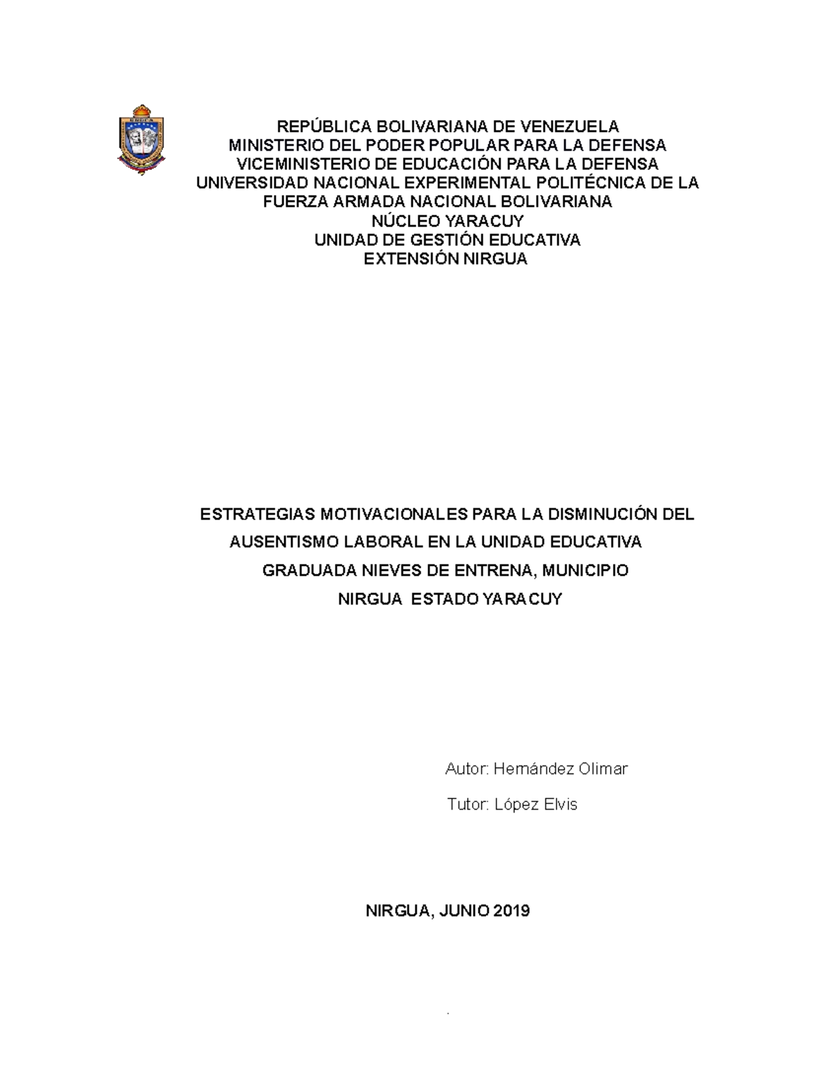 Tesis Finalizada Olimar Hernandez - RepÚblica Bolivariana De Venezuela 