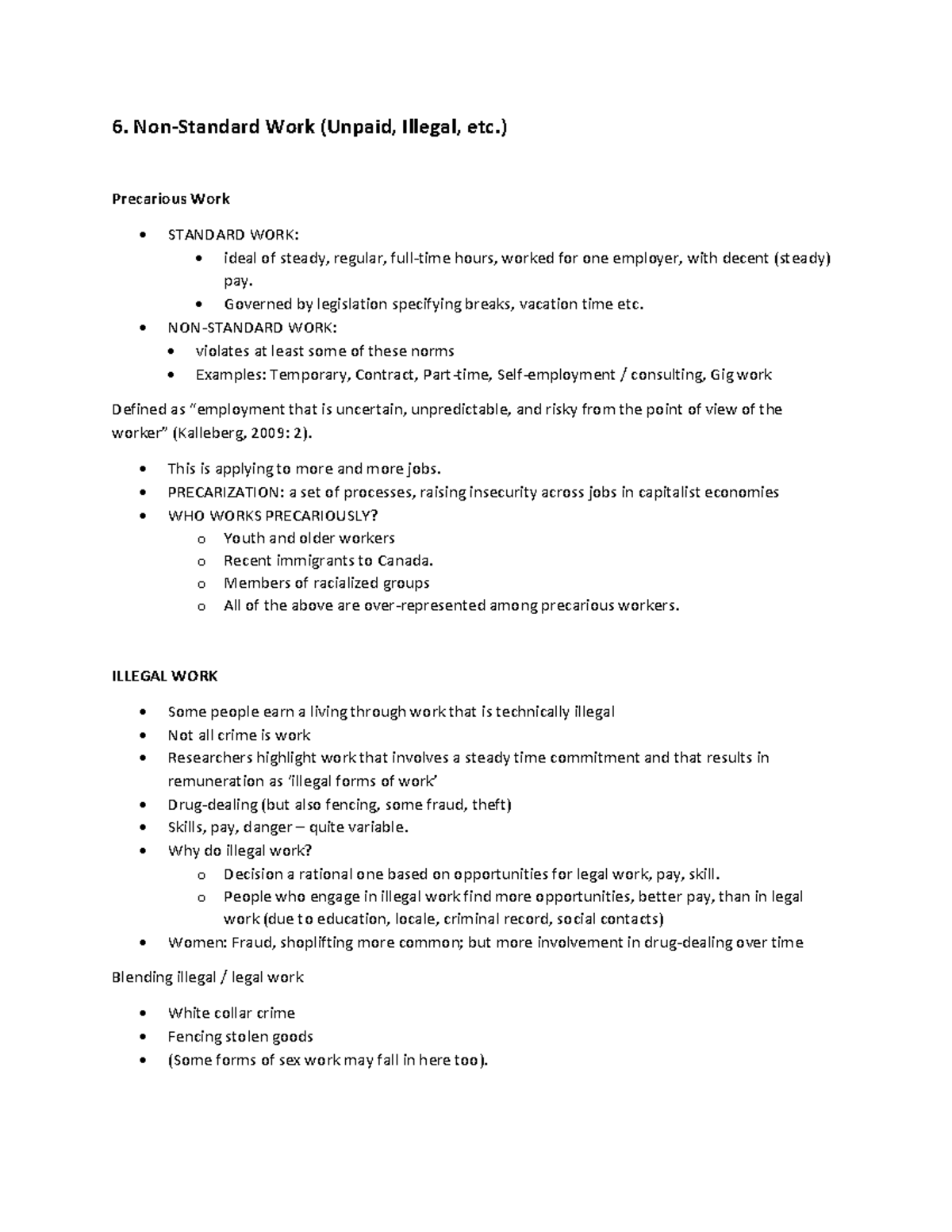 6. NonStandard Work (Unpaid, Illegal, etc 6. NonStandard Work