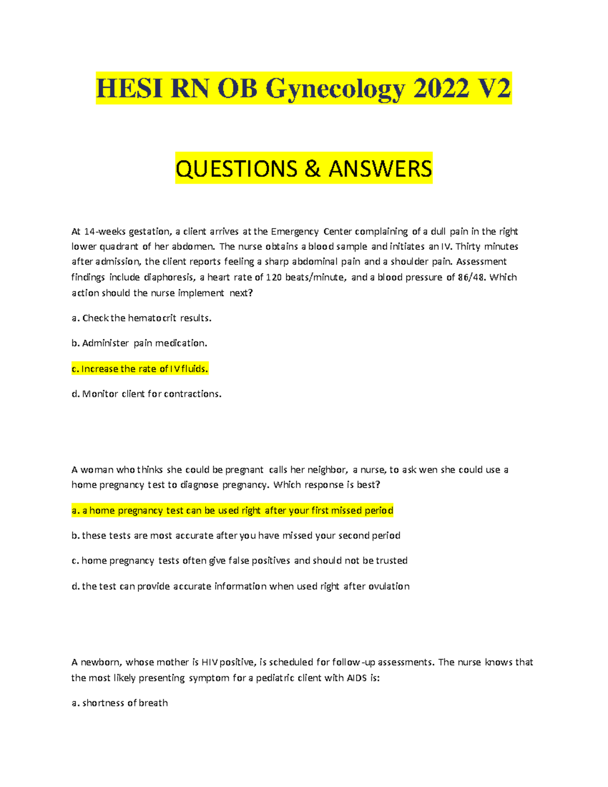 Hesi Rn Ob Gynecology 2022 V2 - HESI RN OB Gynecology 2022 V QUESTIONS ...