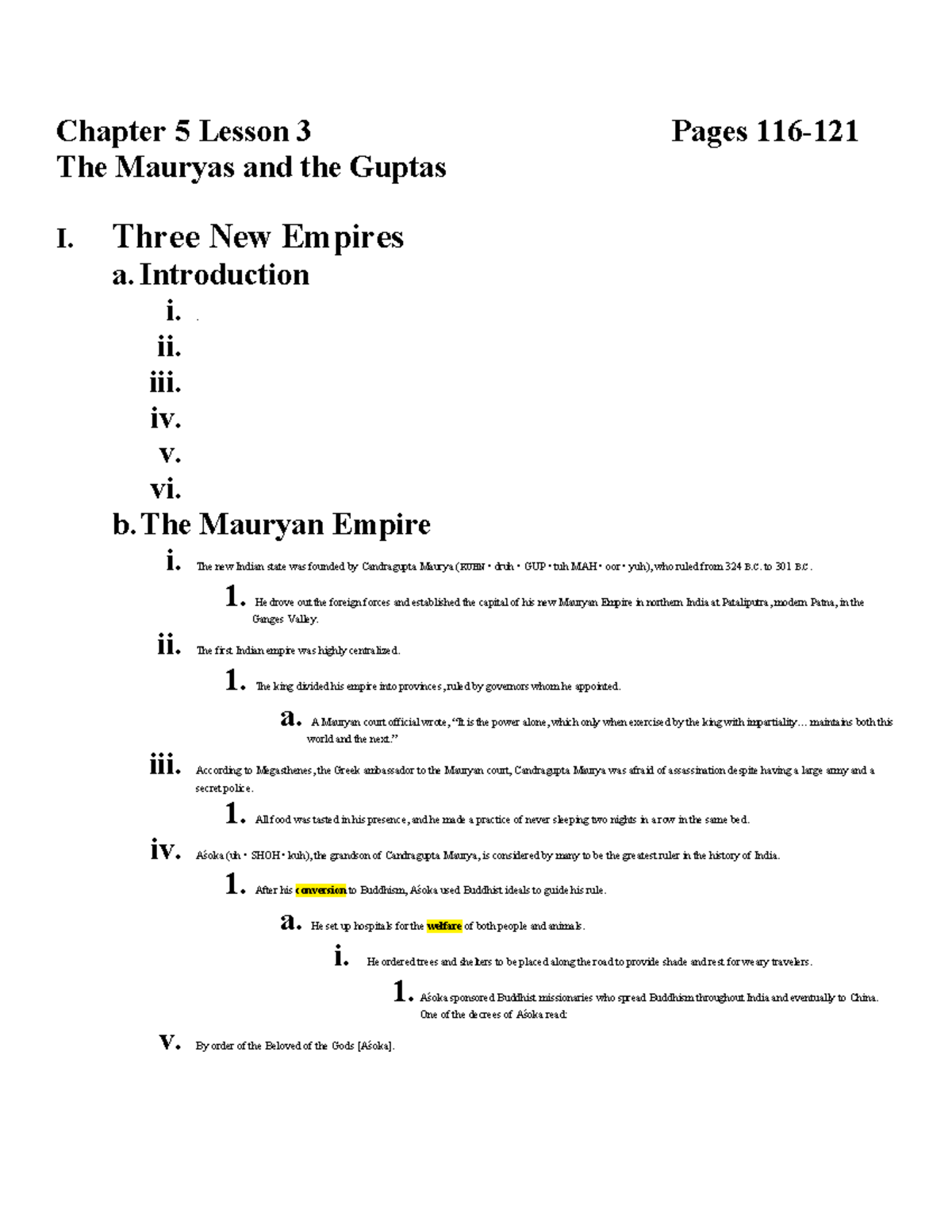 Chapter 5 Lesson 3 (Pages 116-121) - The Mauryas and the Guptas ...