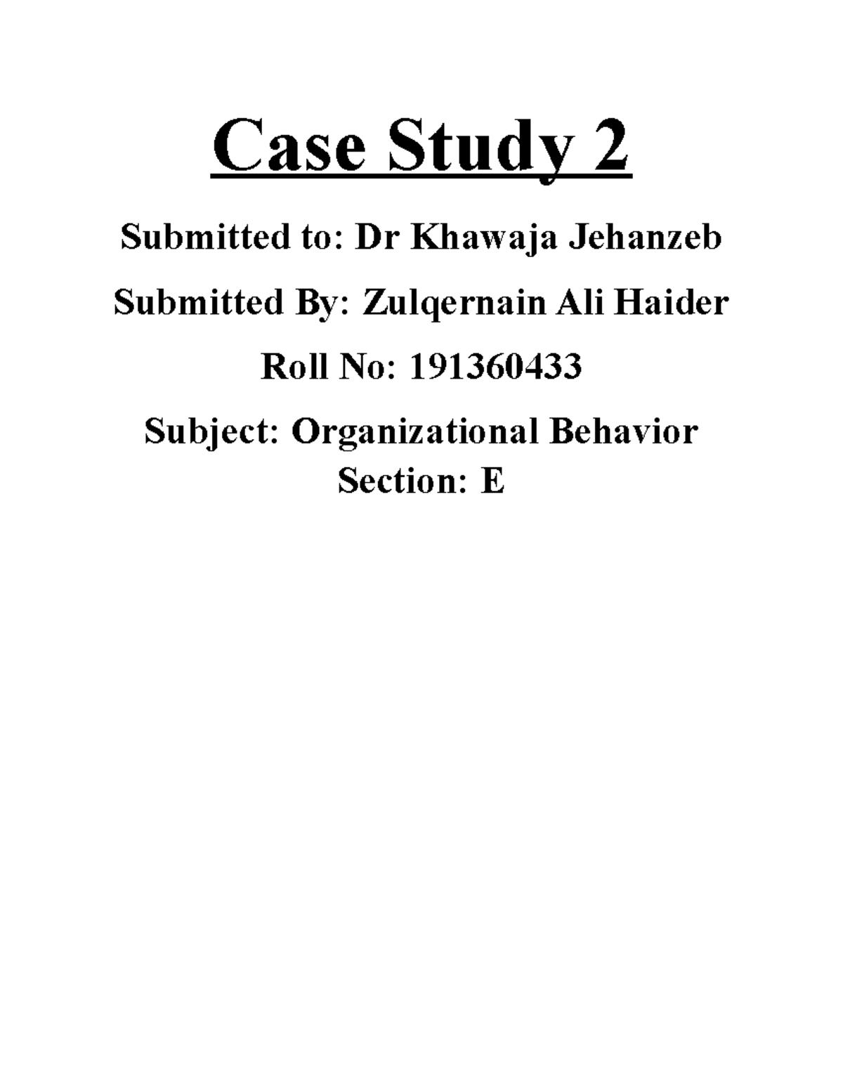 case study analysis organizational behavior