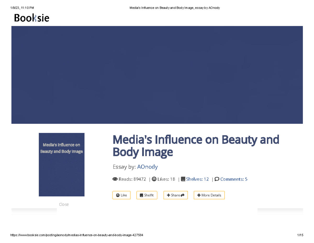 media influence on body image essay