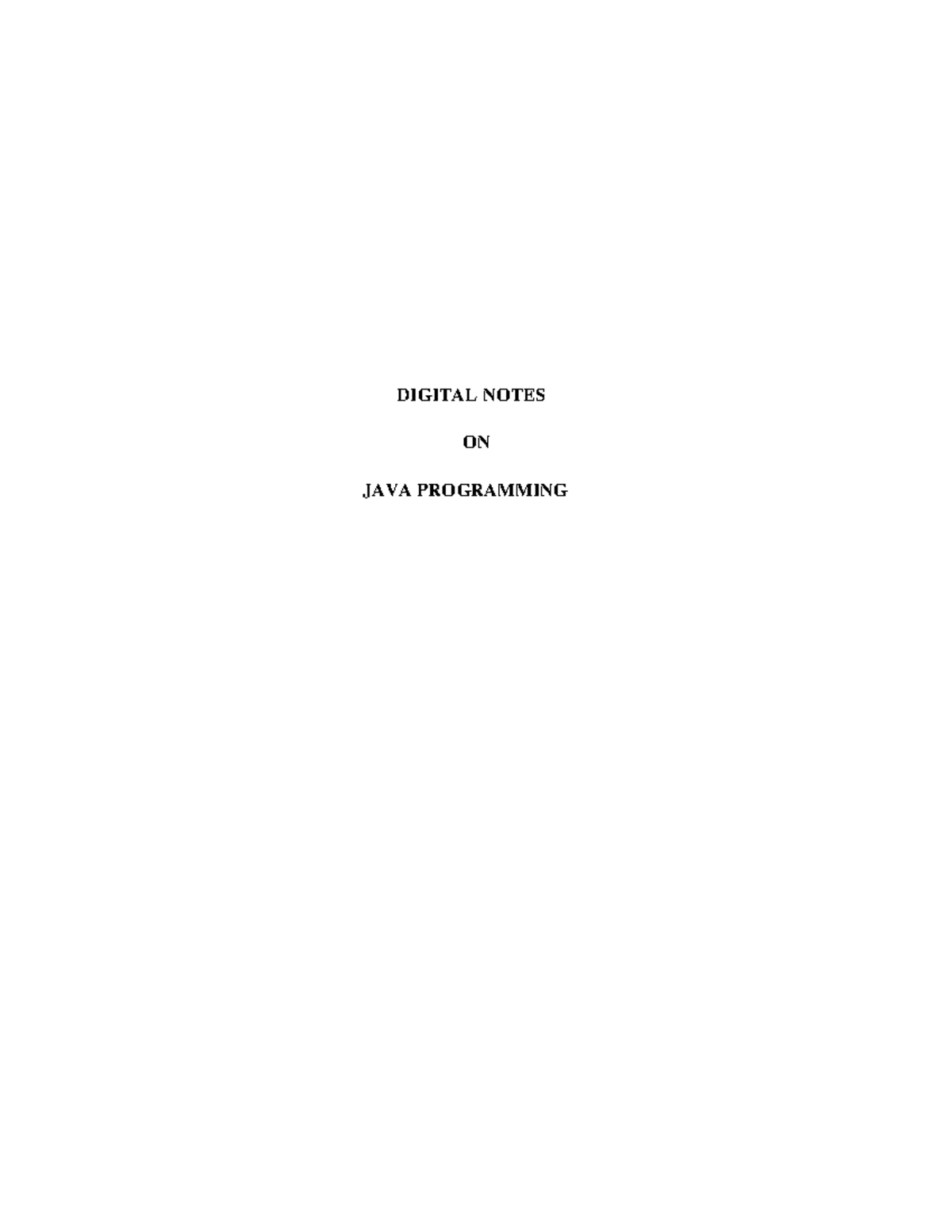 Java Programming - DIGITAL NOTES ON JAVA PROGRAMMING Syllabus UNIT I ...