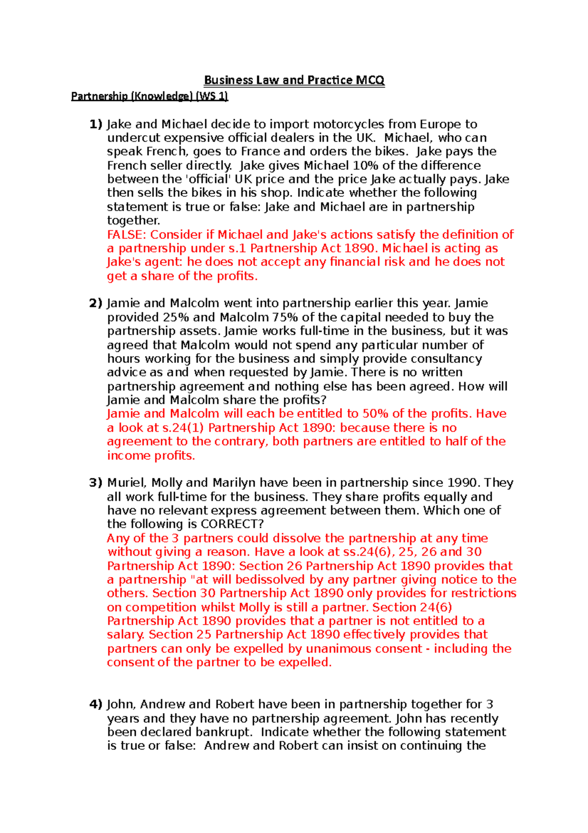 Business Law And Practice Mcq Final Studocu