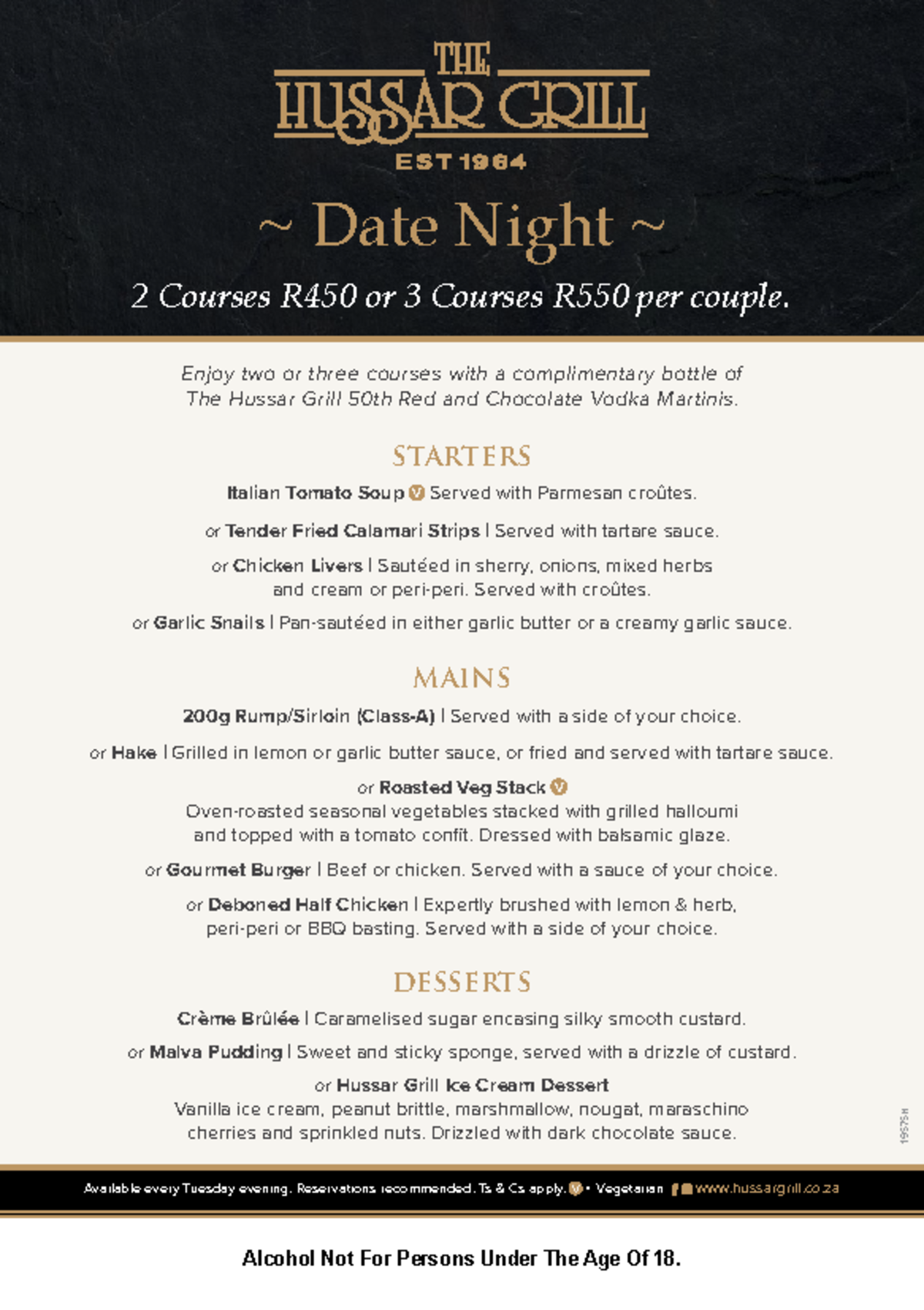 19575 h a5 date night menu - 2 Courses R450 or 3 Courses R550 per ...