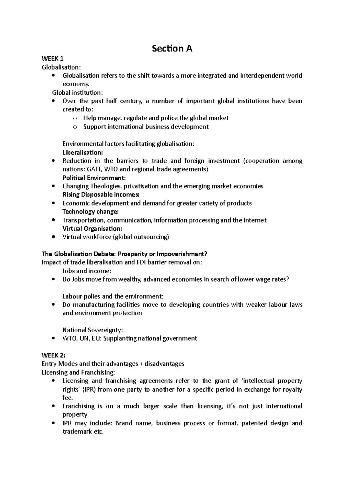 Global Business Notes - BSB119 - BSB119 - UQ - Studocu