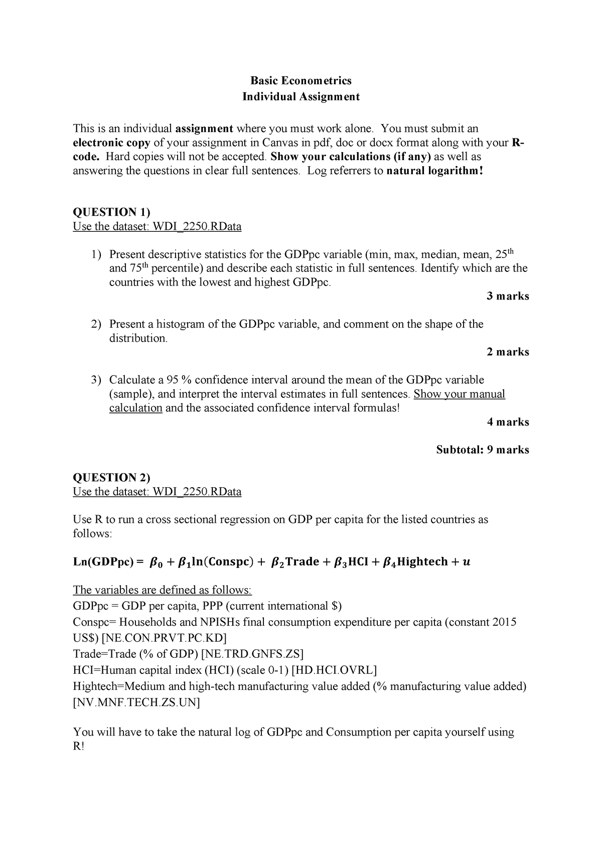 basic econometrics assignment