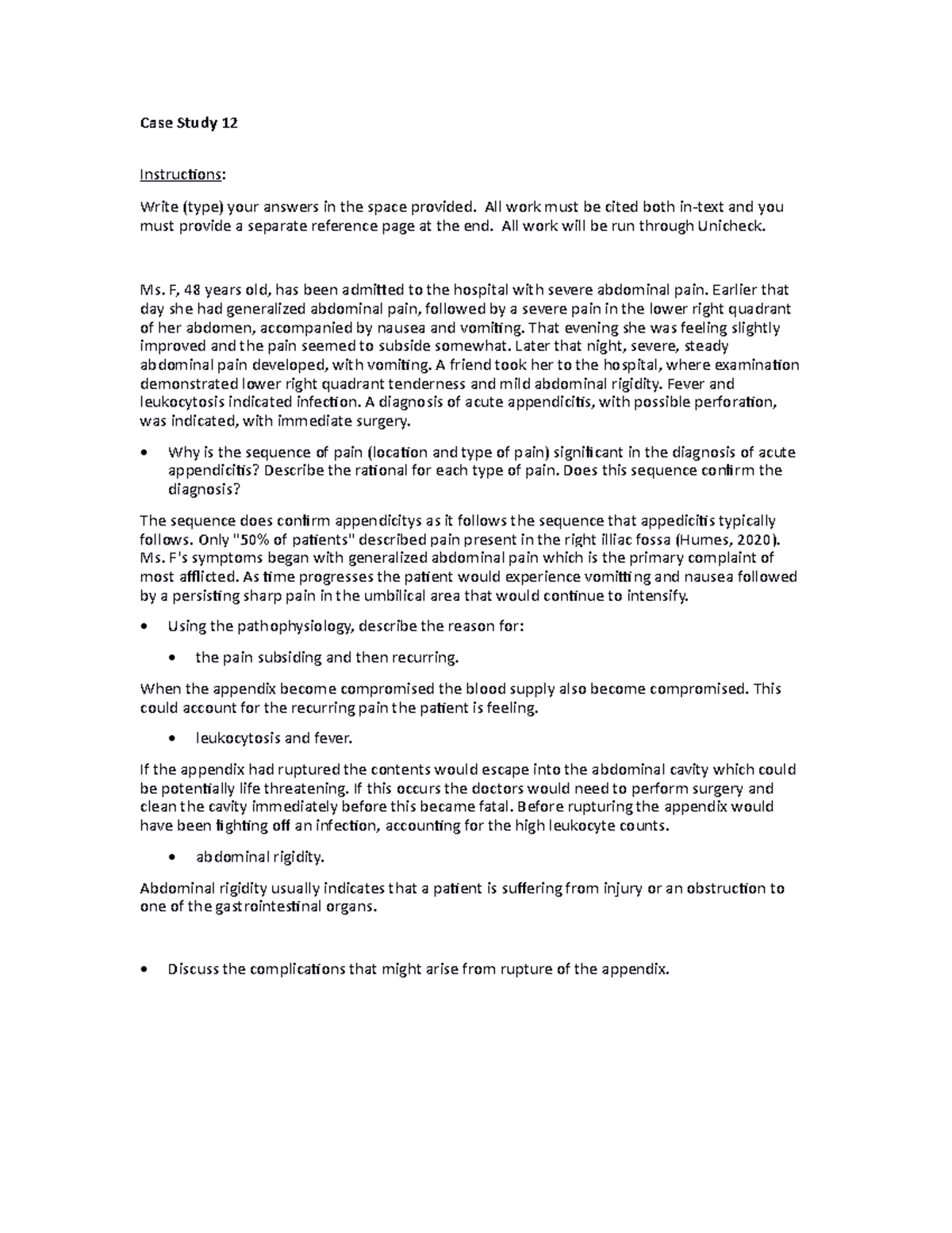 BIO2150 Case Study 12 Comnplete - Case Study 12 Instructions: Write ...