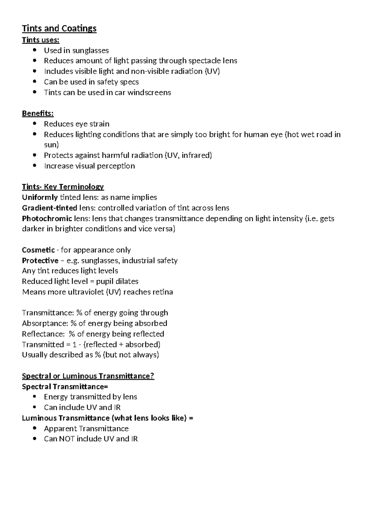 Tints and coating OM - Tints and Coatings Tints uses: Used in ...