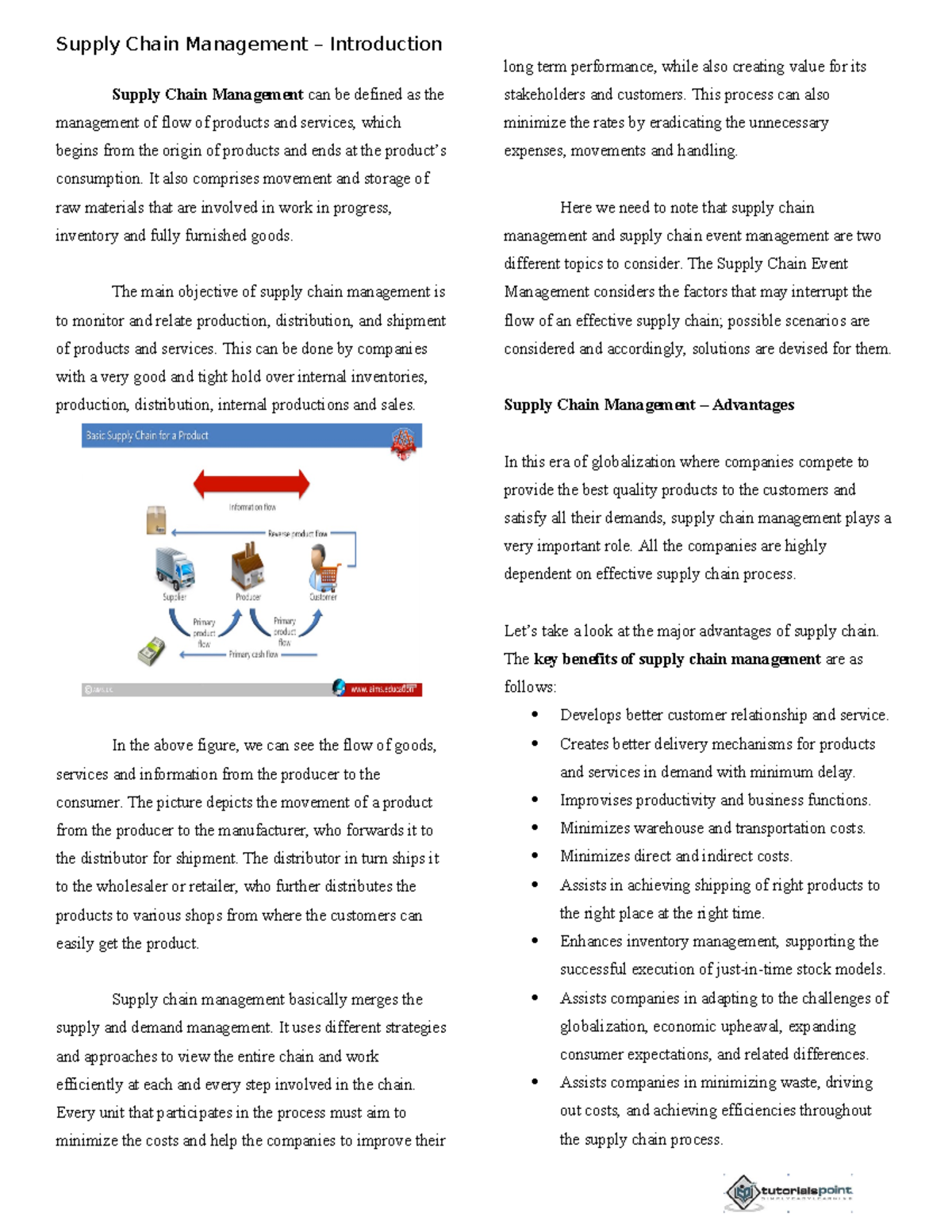 Supply- Chain - Scmh - Supply Chain Management can be defined as the ...