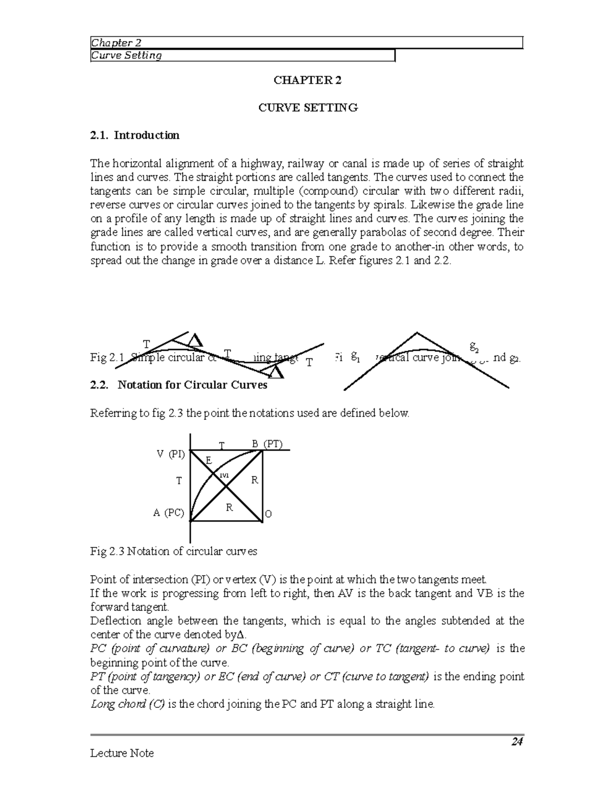 S2-Ch2 Curve setting - Lecture notes prepared by Surveying Department ...