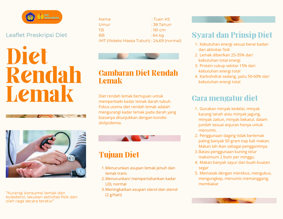 Leaflet Kelompok 1 Dietetik Diet Rendah Lemak Gambaran Diet Rendah