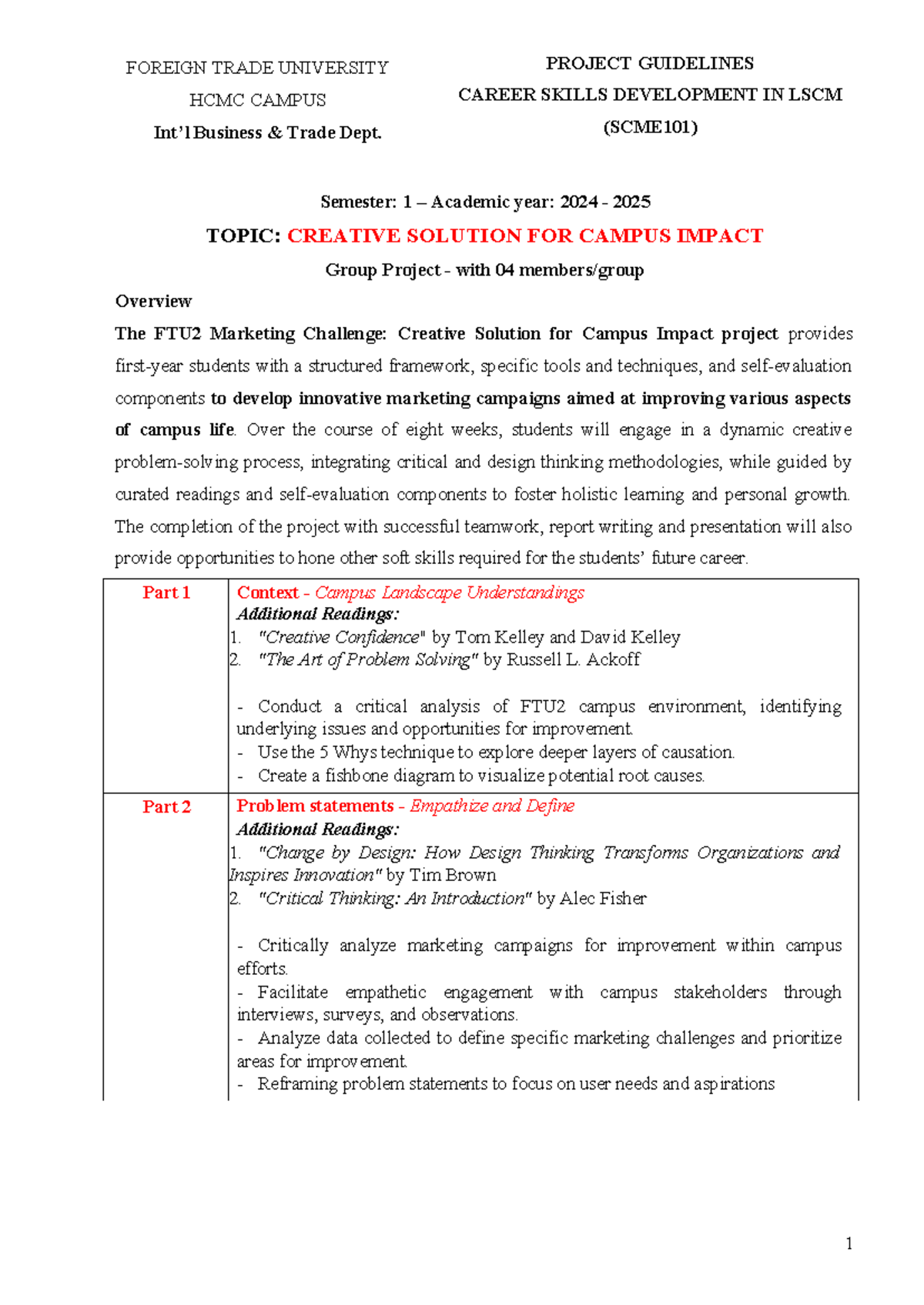 2024 ml265 scme101 final project guidance foreign trade university