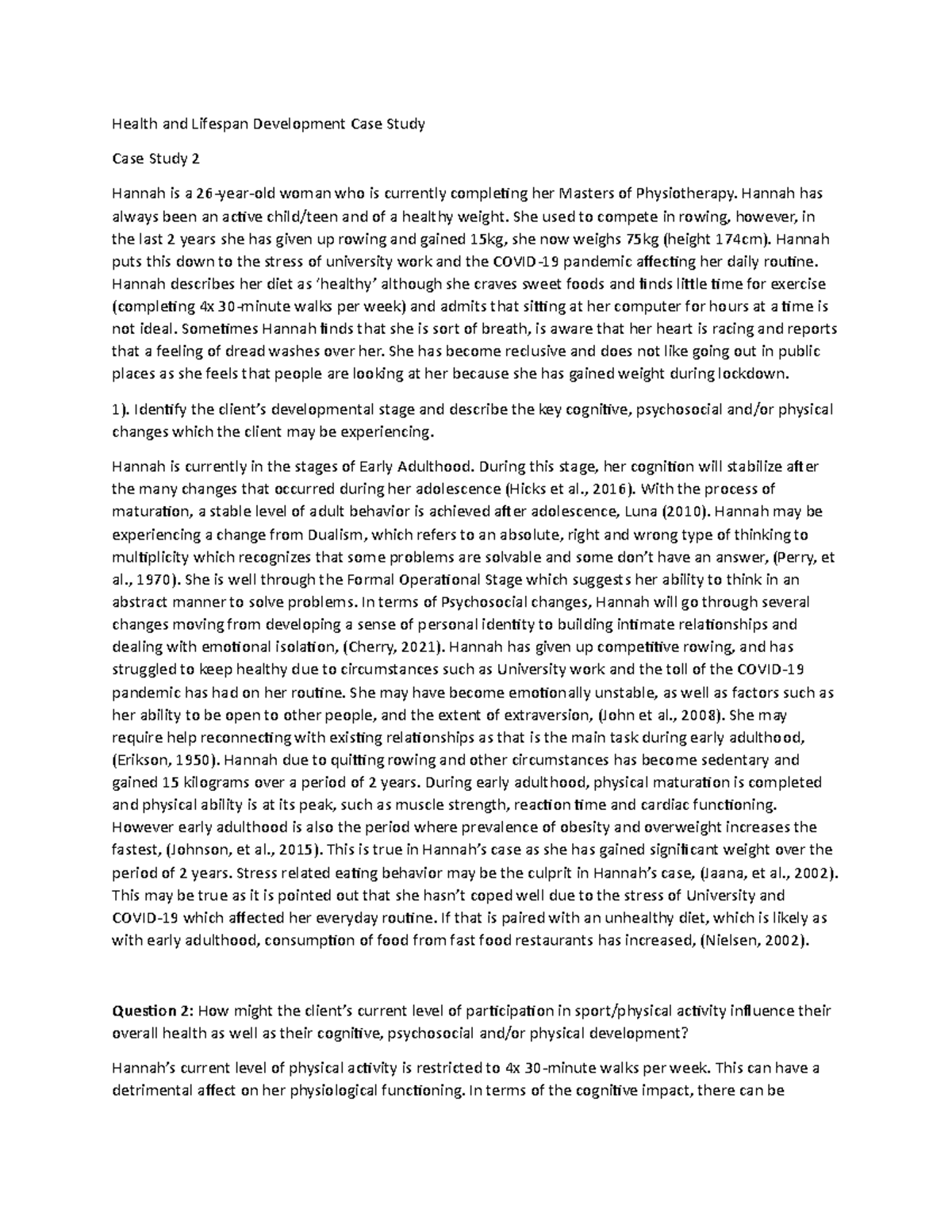 Health and Lifespan Development Case Study - 092524 - Studocu