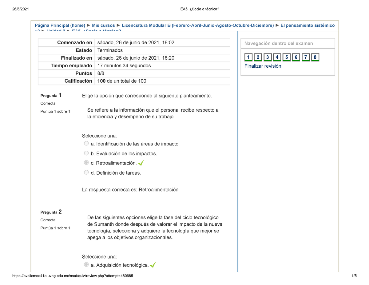 EA5. ¿Socio O Técnico - EXAMEN EA5 - Página Principal (home) Mis Cursos ...