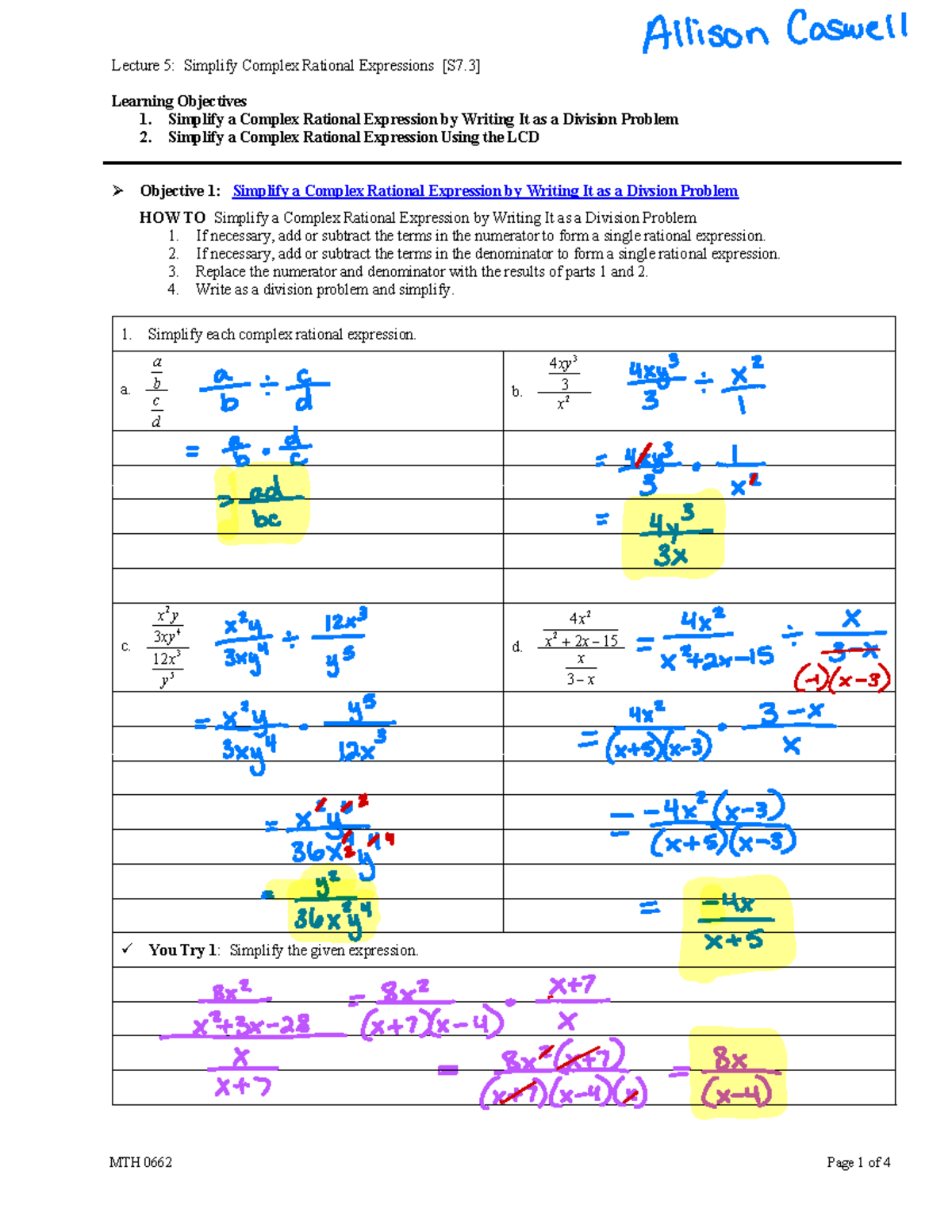 Lecture 5-Simplify Complex Rational Expressions 14160 De0f75479 ...