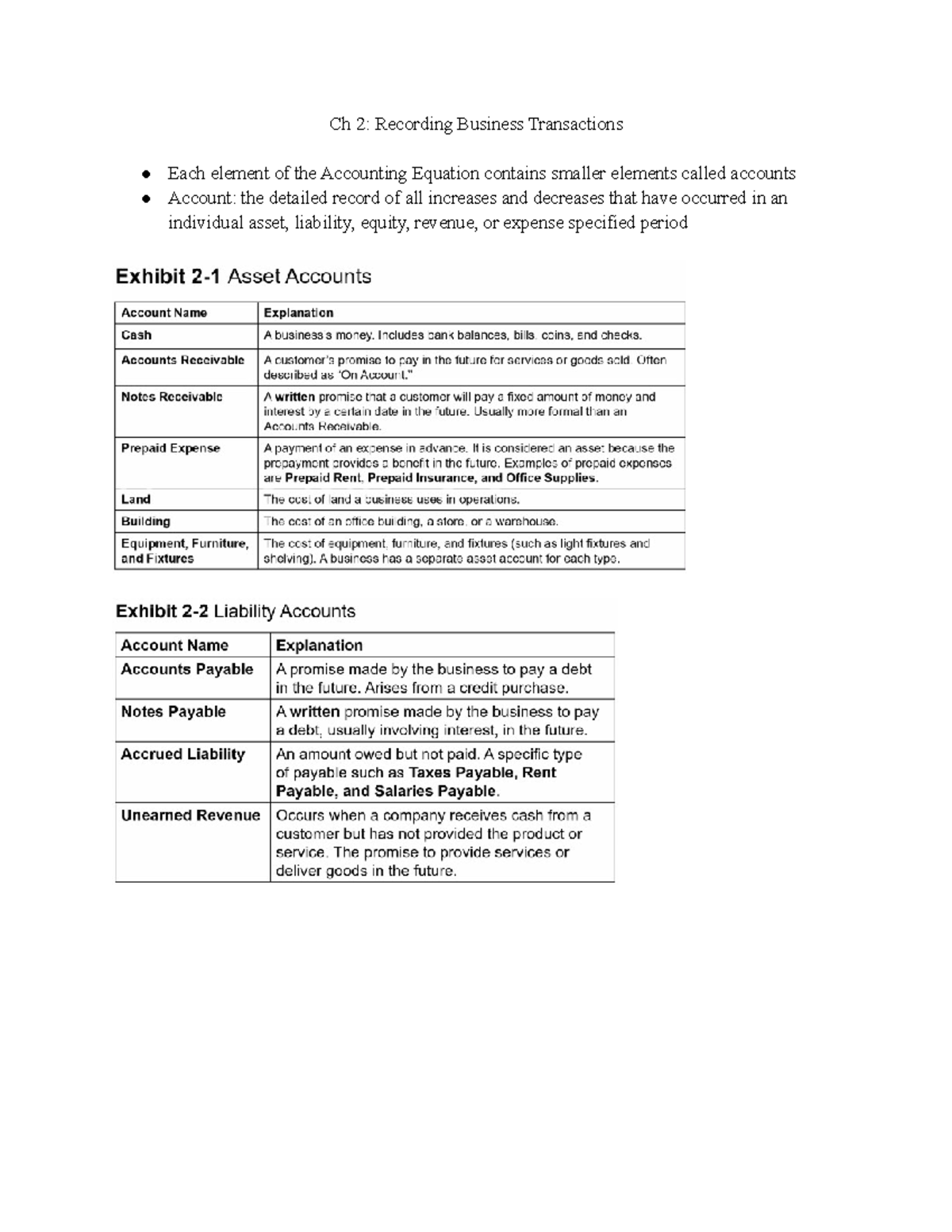 Ch 2 Recording Business Transactions - Ch 2: Recording Business ...