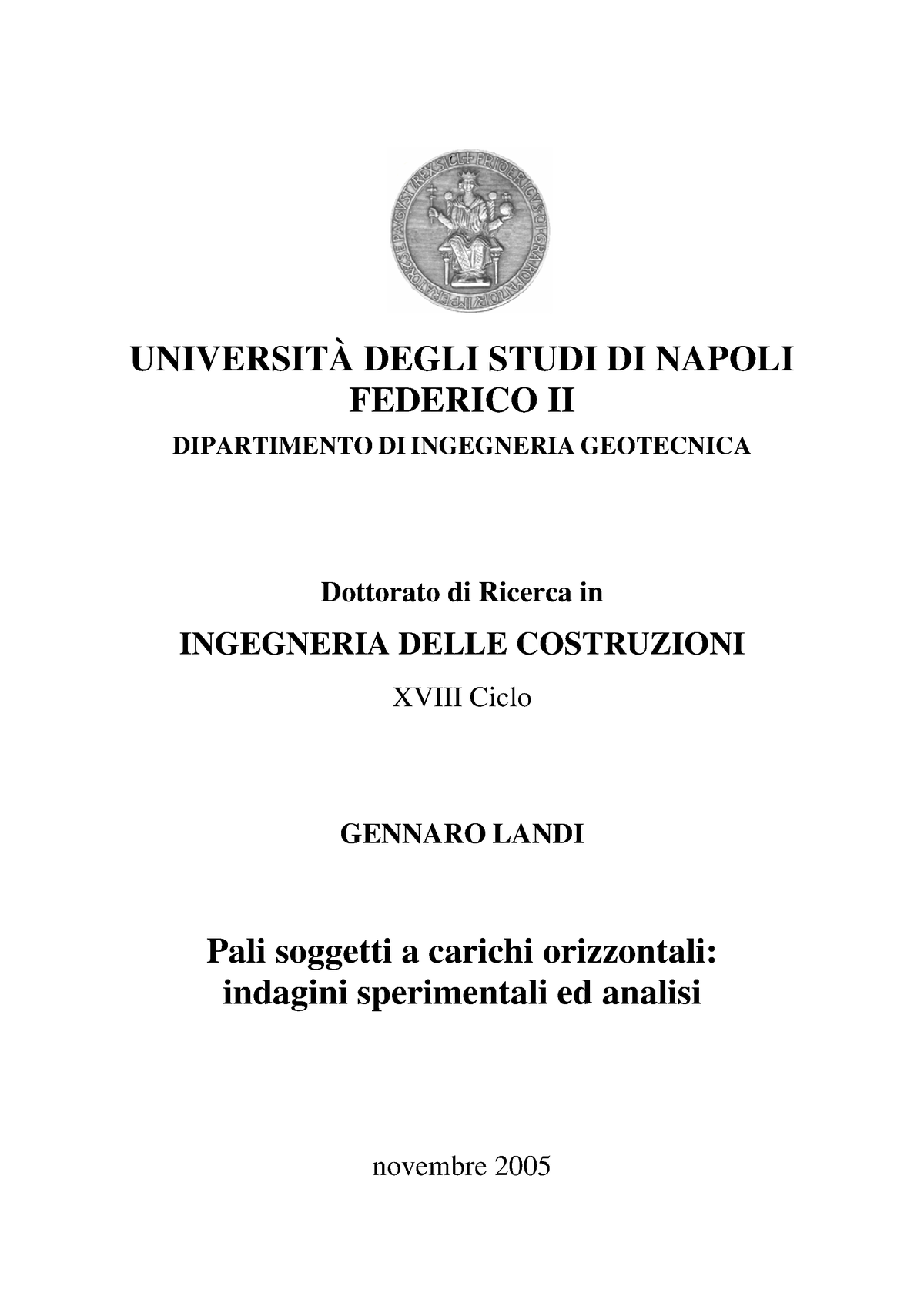 Tesi Ciclo Xviii Landi Gennaro Sps07 Unina Studocu