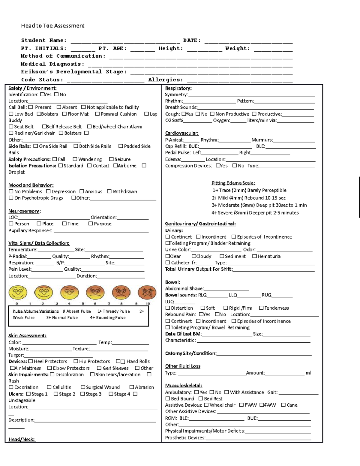 Headto Toe Assessment1 Head to Toe Assessment Student Name