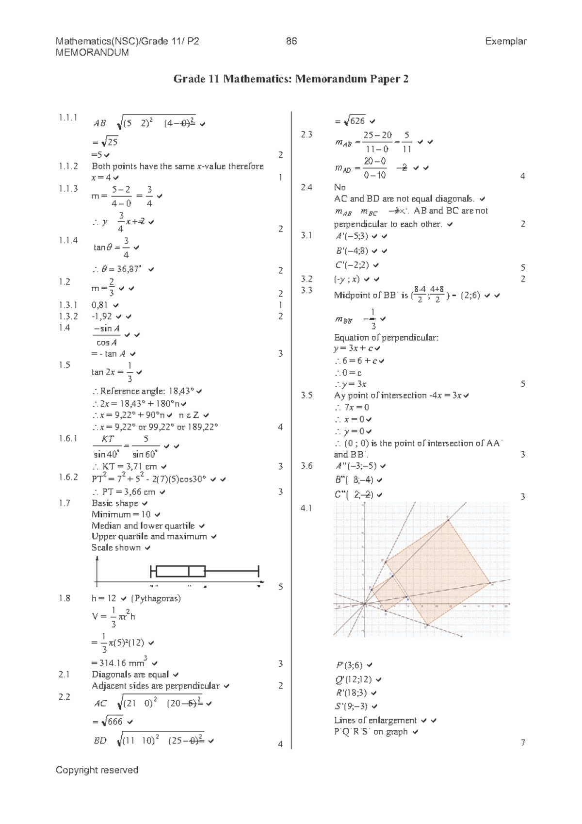 45.47 11 maths p2 xmpl2 08 memo - Mathematics(NSC)/Grade 11/ P2 86 ...