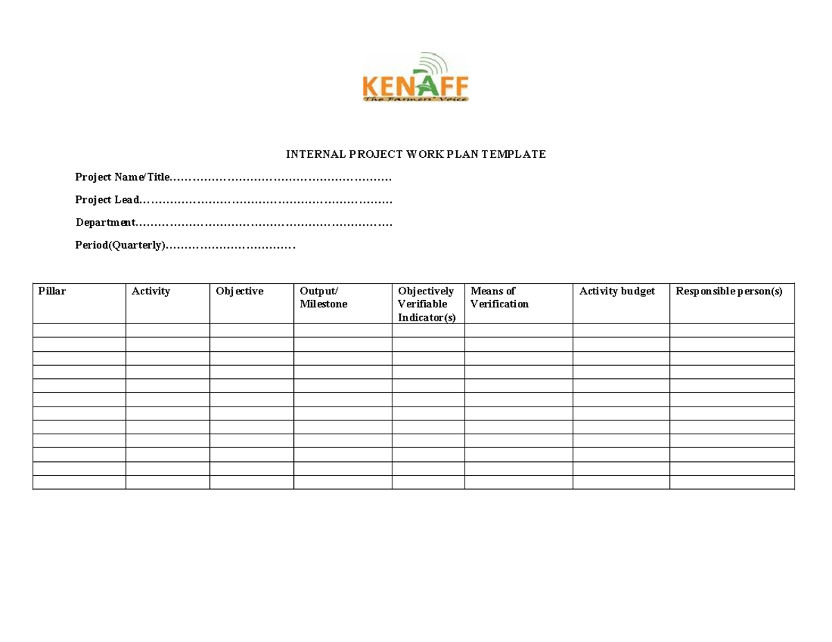 Internal Project WORK PLAN Template to Project Leads - Agricultural ...