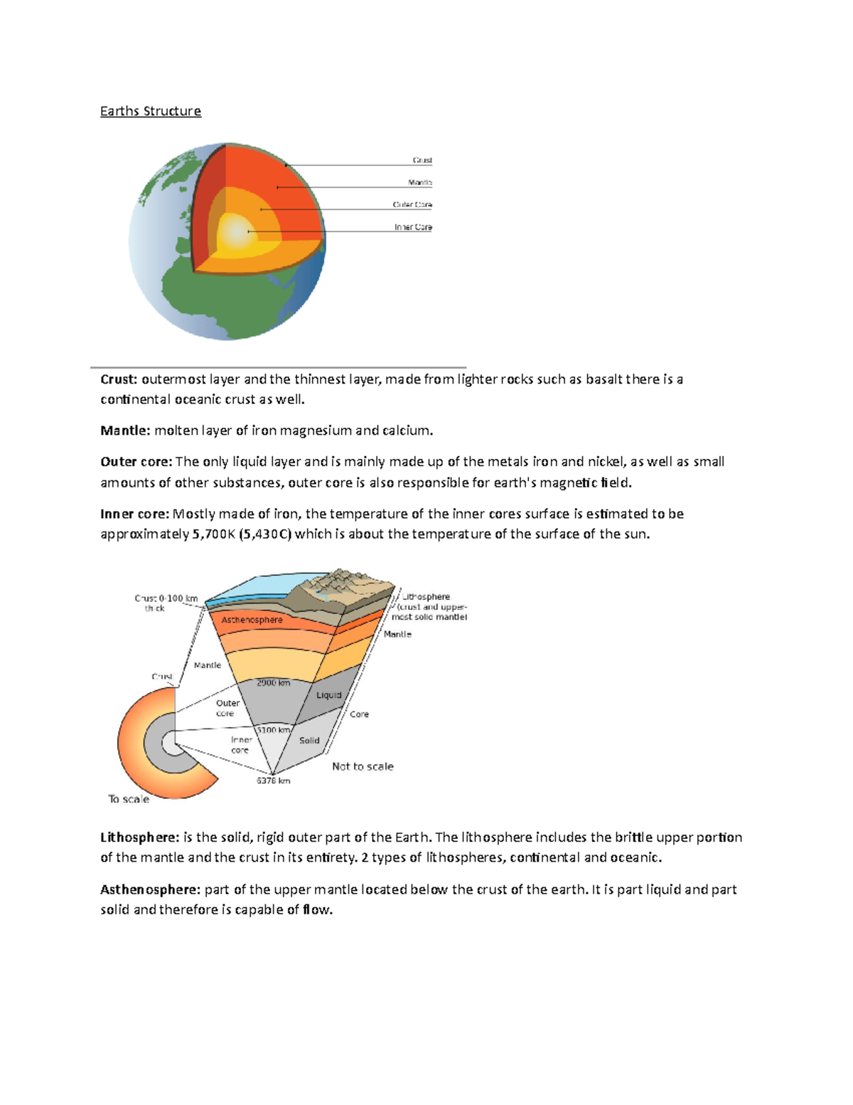 Document 1 no idea on what this is Earths Structure Crust