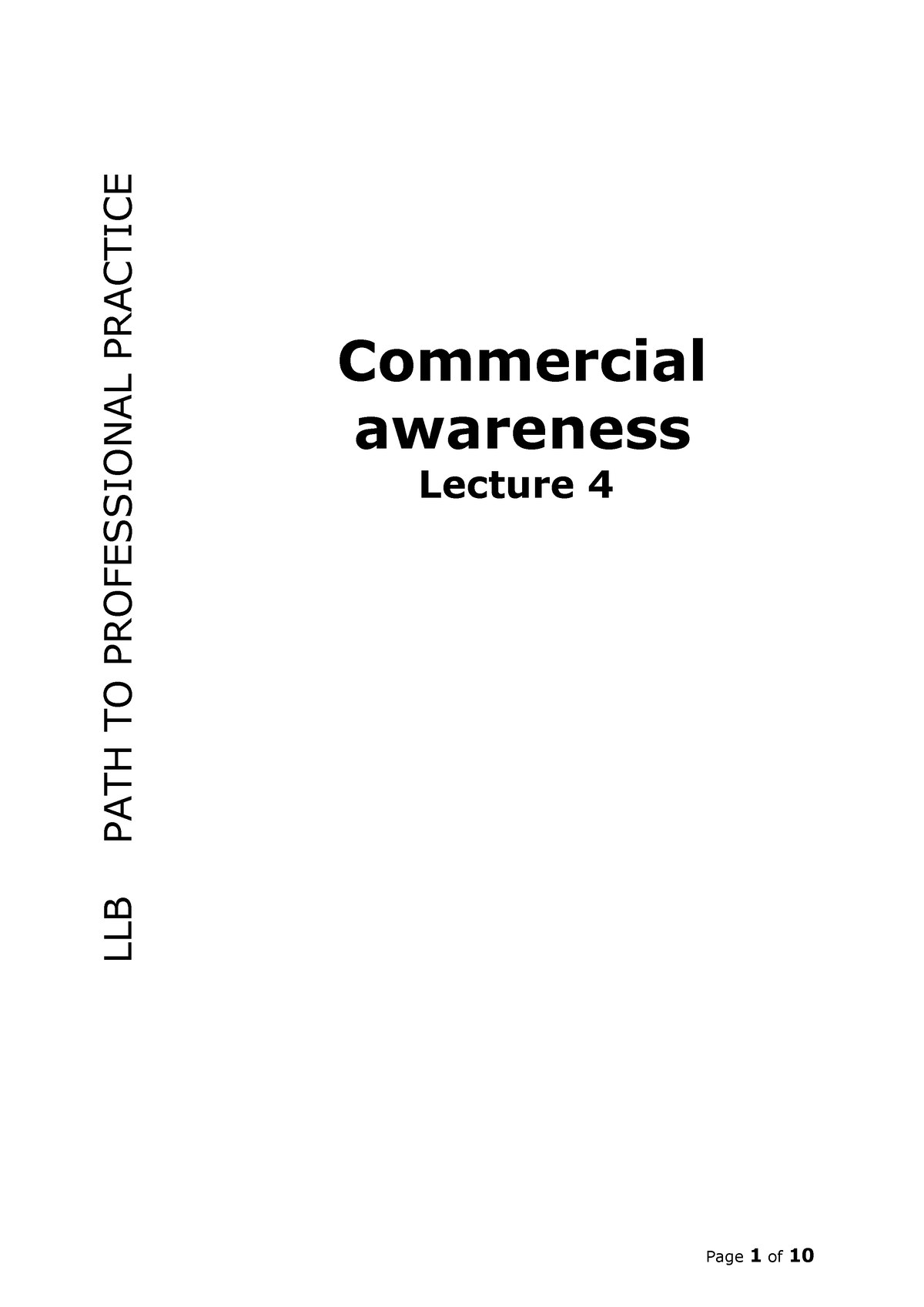 Lecture 4 Commercial awareness (handout)1 LLB PATH TO PROFESSIONAL