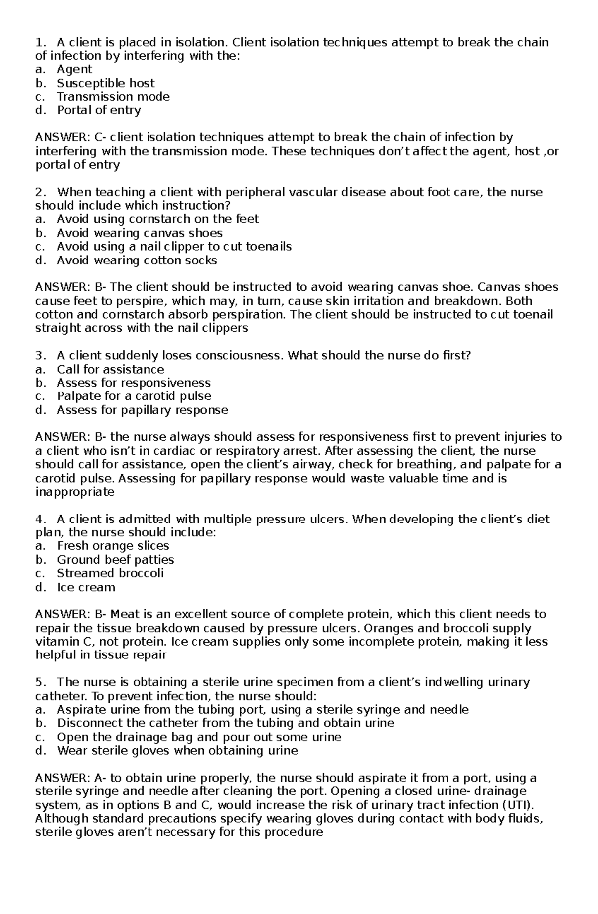200 Funda EXAM Vigan my copy - A client is placed in isolation. Client ...