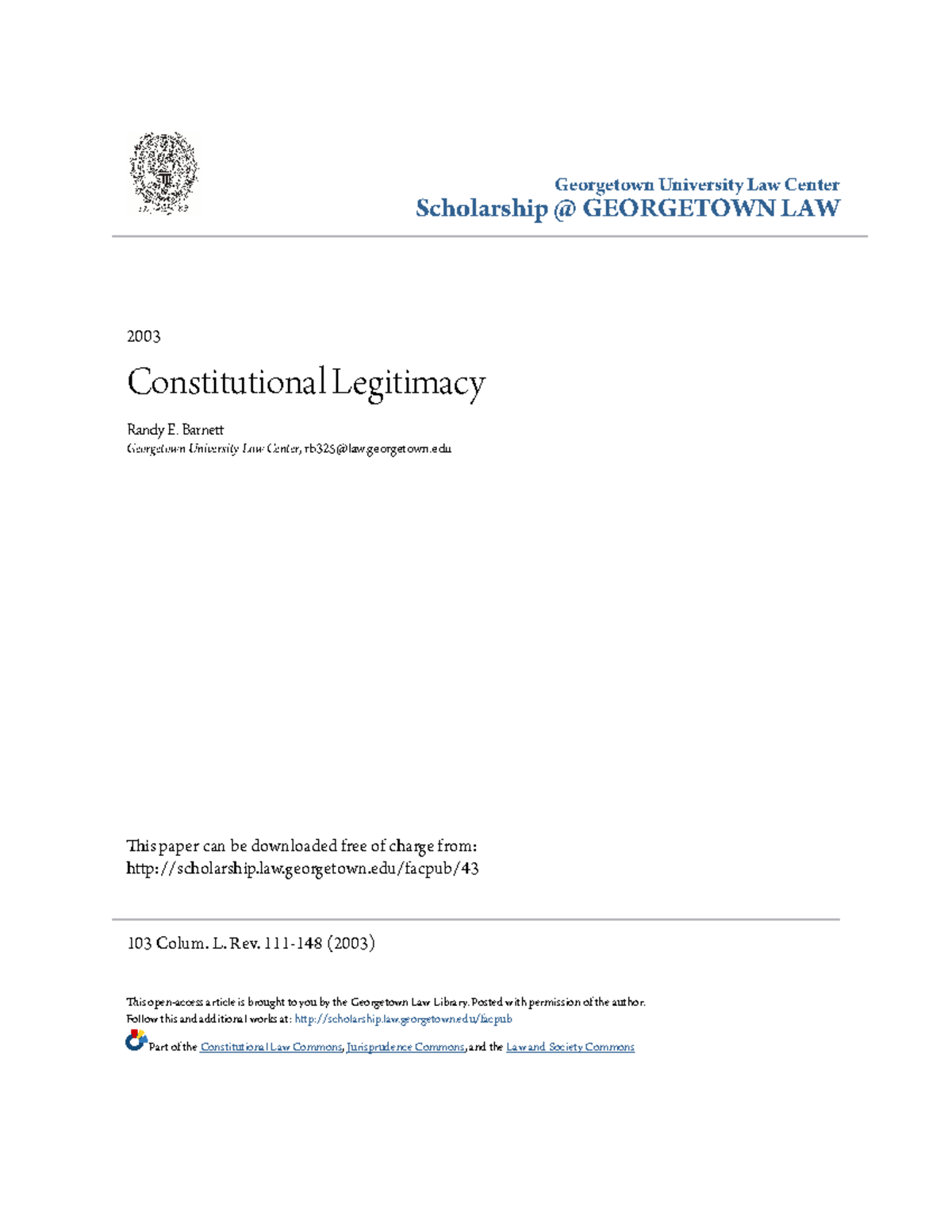 Constitutional Legitimacy University Law Center