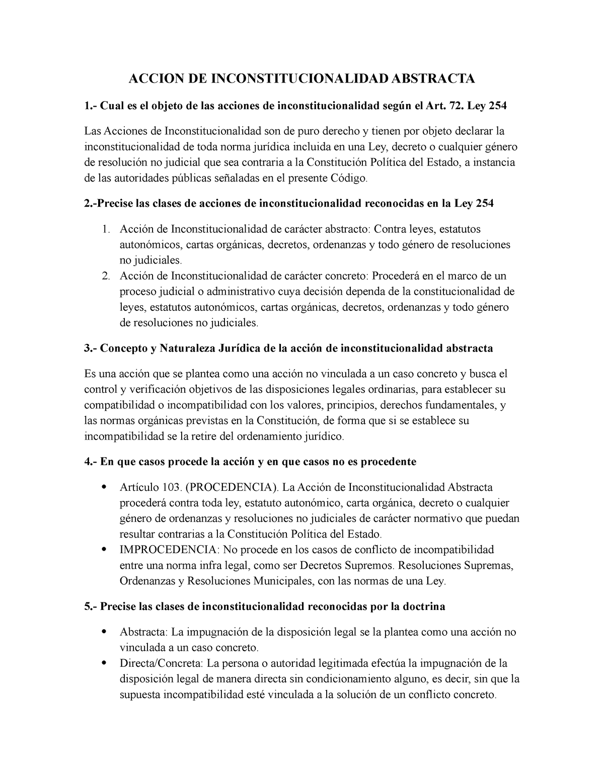 Acción De Inconstitucionalidad Abstracta Derecho Contitucional - ACCION ...