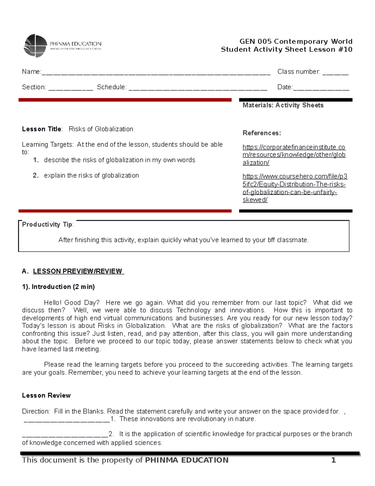 SAS#10-GEN 005 - This will serve as notes to students who needs to ...
