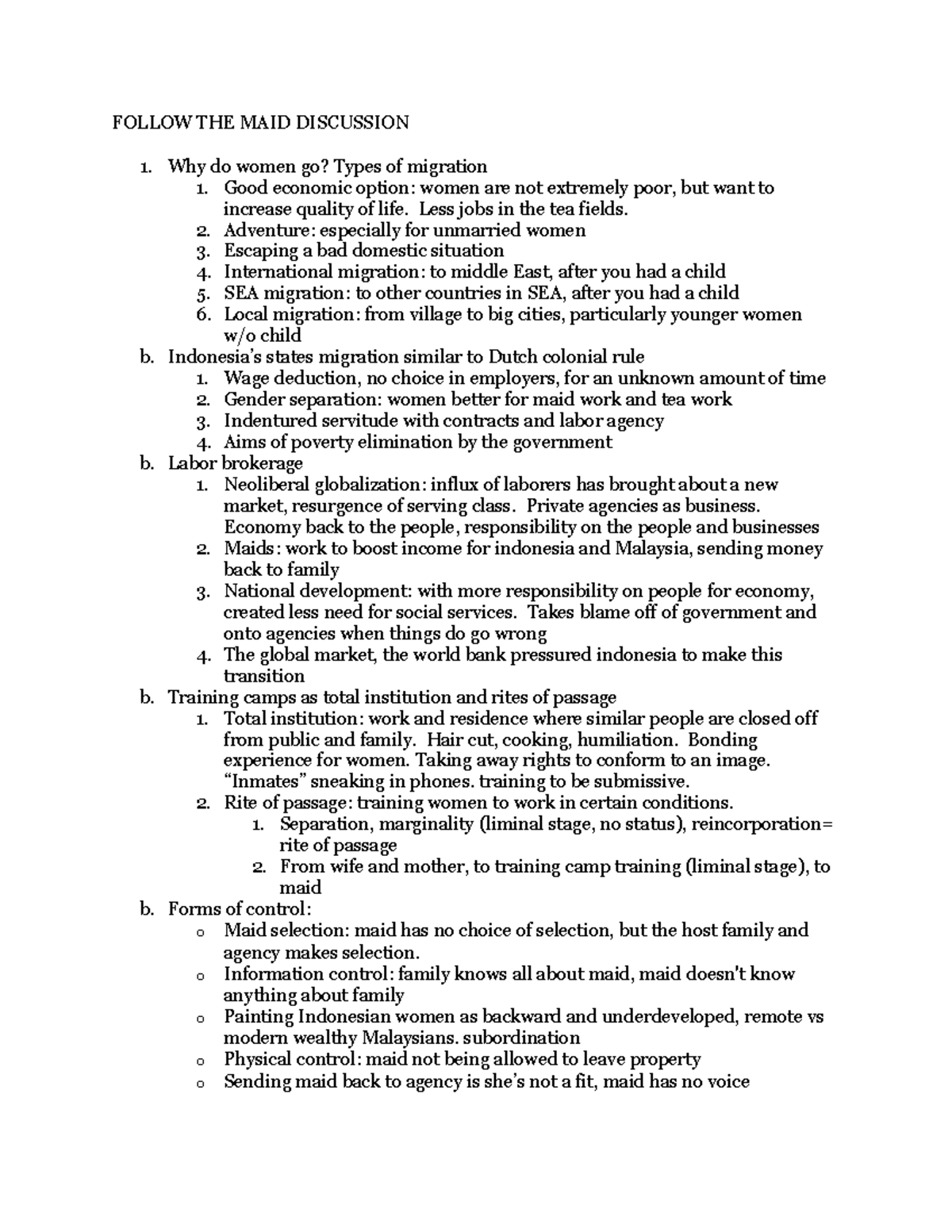 Follow THE MAID Discussion FOLLOW THE MAID DISCUSSION Why do women go