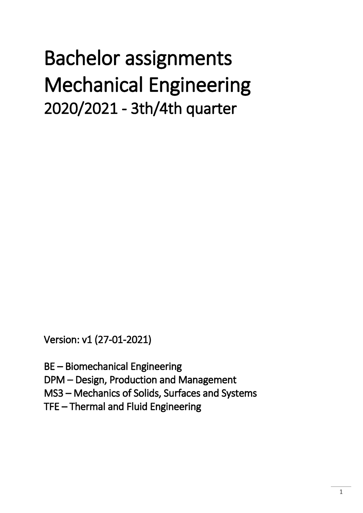 mechanical engineering room assignment 2021