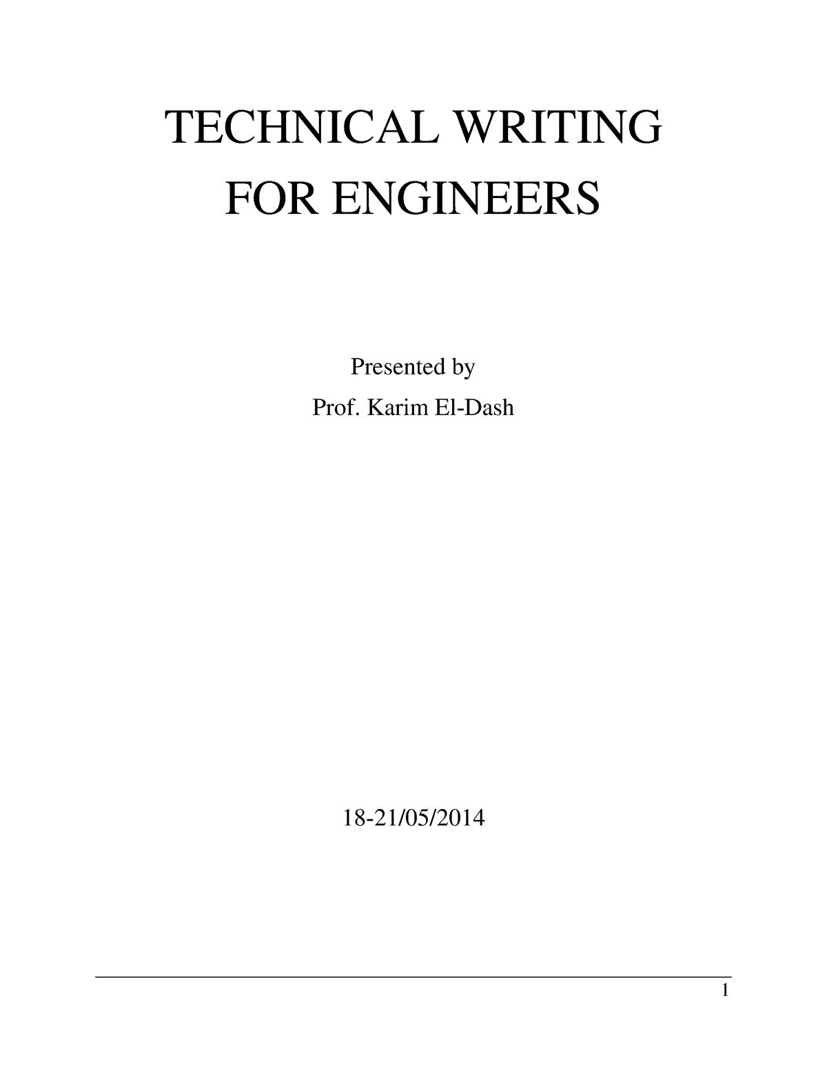 Technical Writing For Projacs - TECHNICAL WRITING FOR ENGINEERS ...