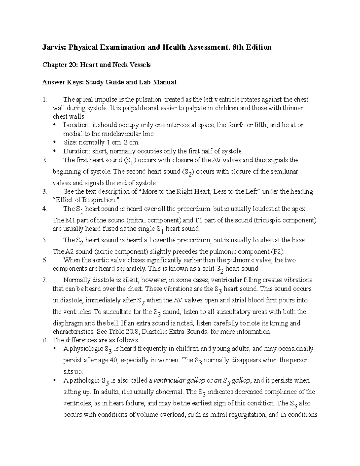 Jarvis Ch. 20 - Textbook notes - Jarvis: Physical Examination and ...