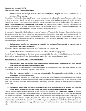 Common Law and Equity Notes - Common Law and Equity Development of ...