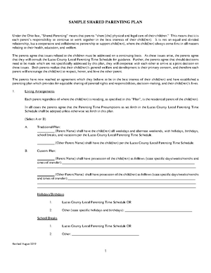 Draft parenting plan - sample - Supreme Court of Ohio Uniform Domestic ...