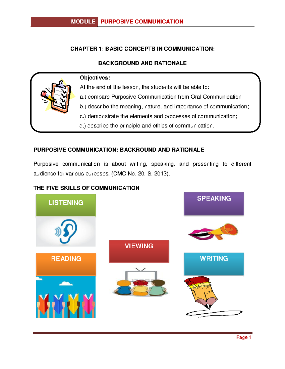 Chapter 1 Purposive Communication - CHAPTER 1: BASIC CONCEPTS IN ...