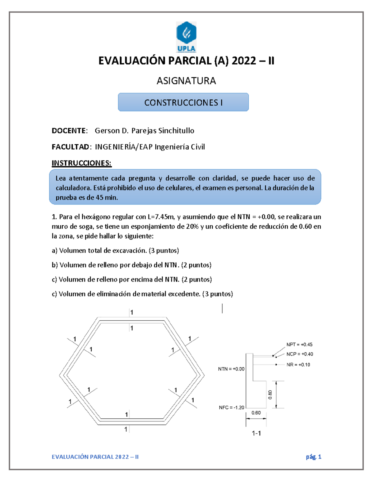 Evaluación Parcial TIPO A - EVALUACI”N PARCIAL 2022 – II P·g. 1 ...