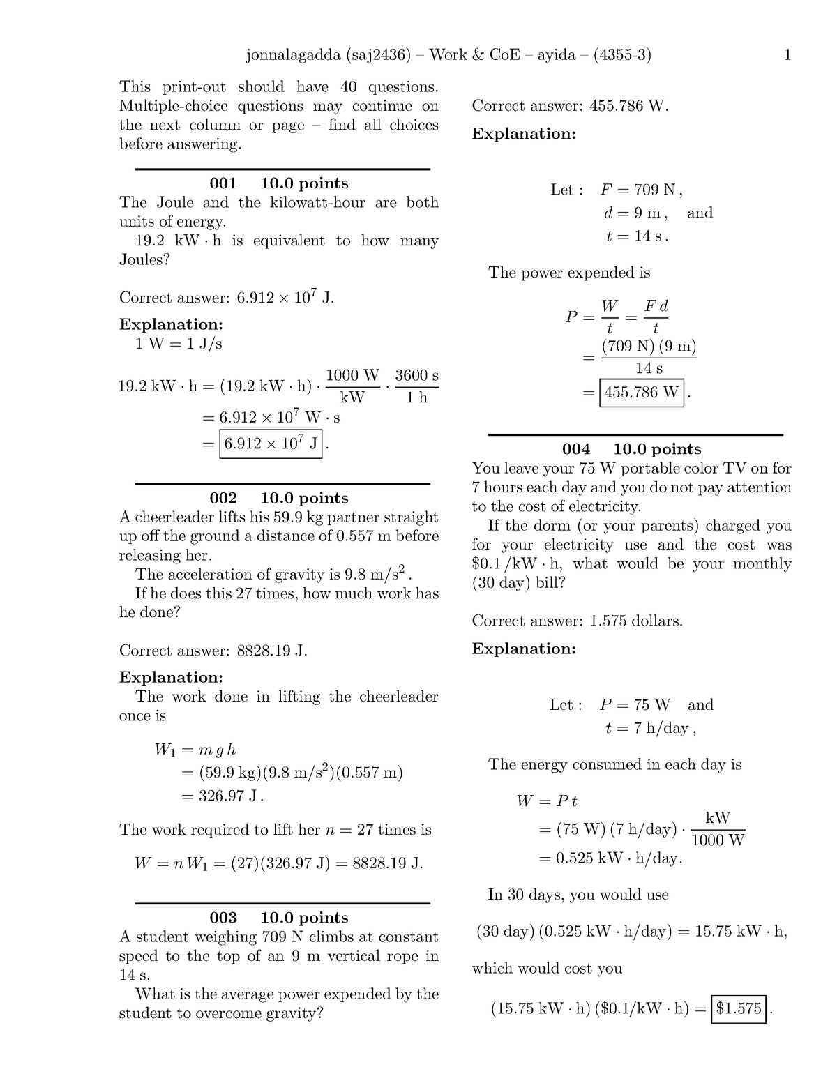 Quest Answer Key Work Ap Science Ap Physics 1 Algebra Based Studocu