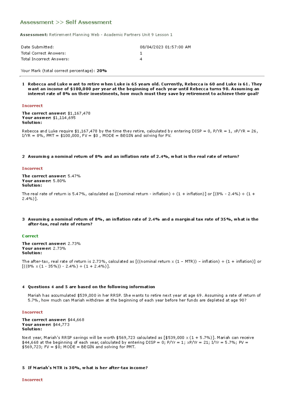 Assessment 1 Unit 9 Assessment >> Self Assessment Assessment