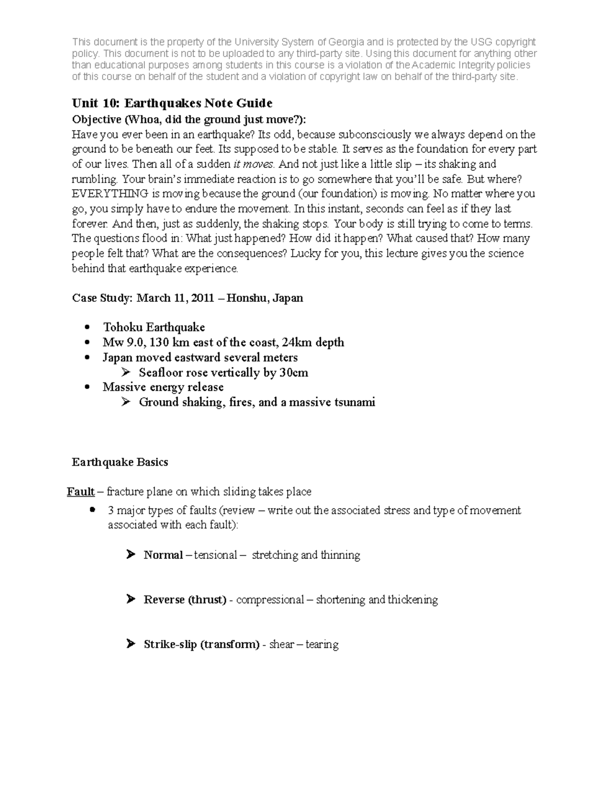 Unit 10 Earthquakes Note Guide - This document is the property of the ...