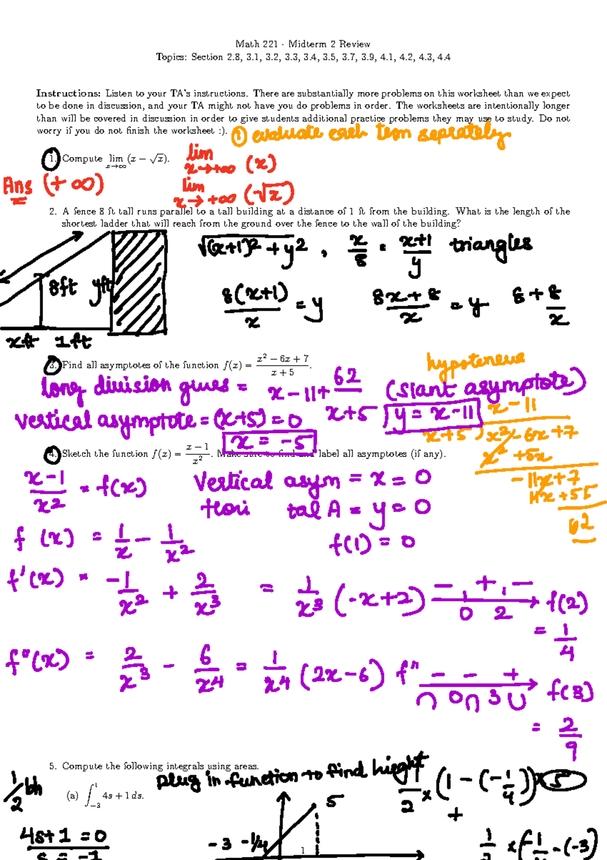 Week11Exam2Review 1 - Exam review - Math 221 - Midterm 2 Review Topics ...