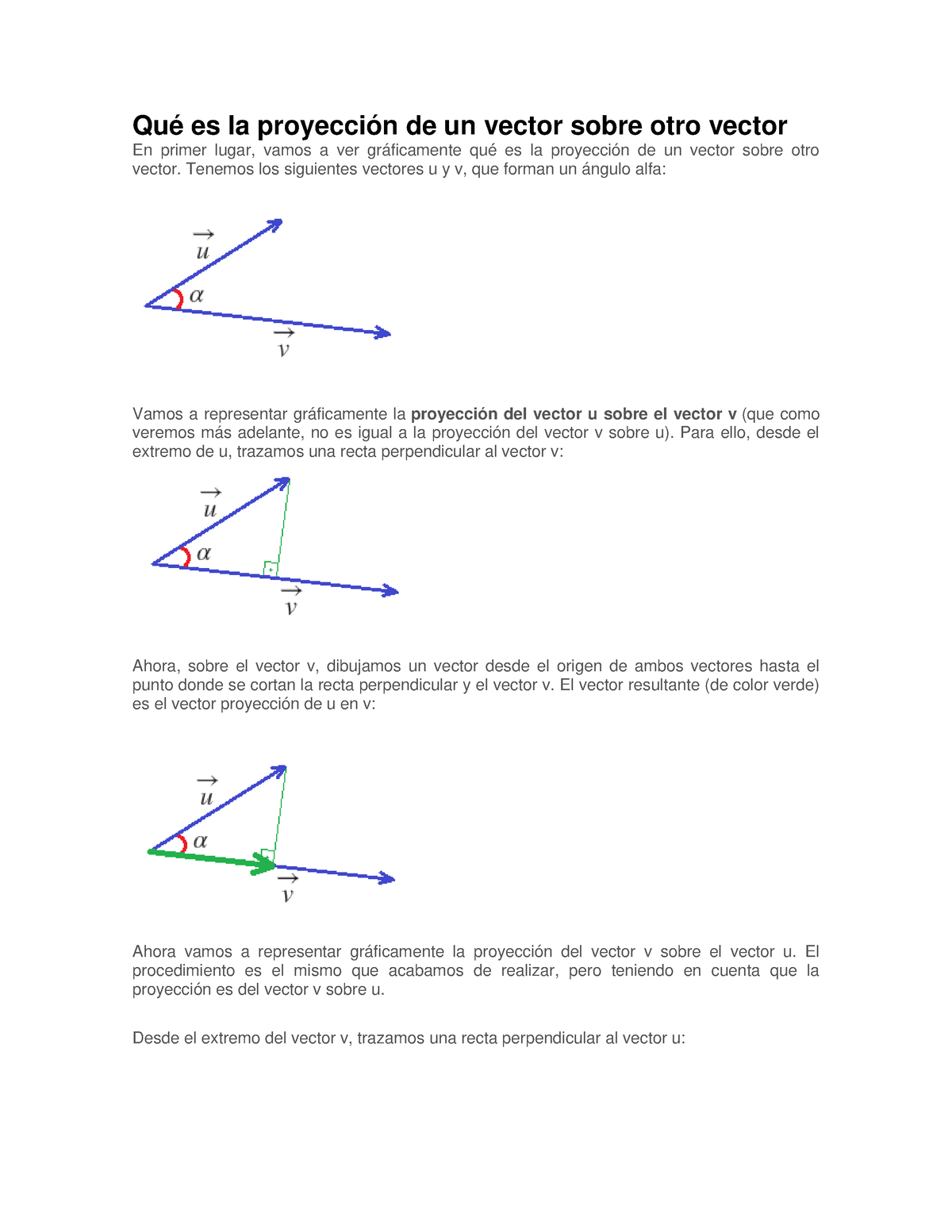 Proyección De Un Vector Sobre Otro Vector - Tenemos Los Siguientes ...