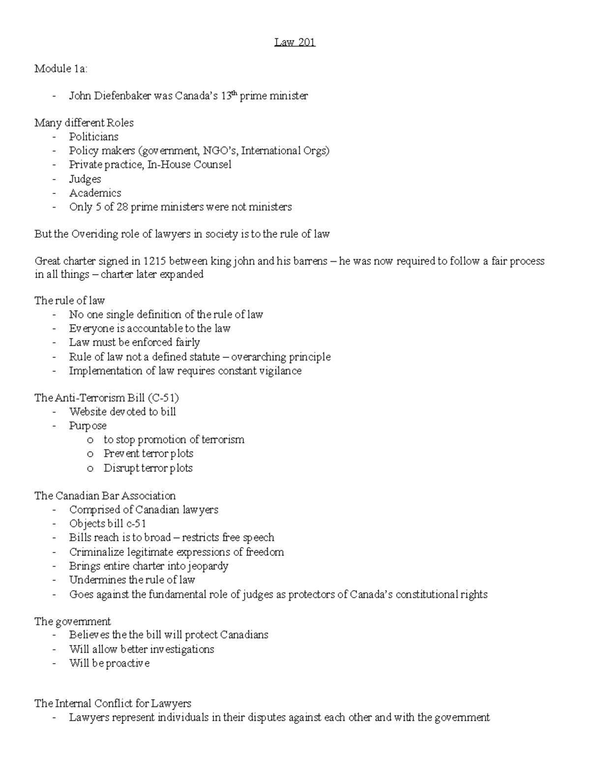 law-201-module-notes-summary-introduction-to-canadian-law-law-201