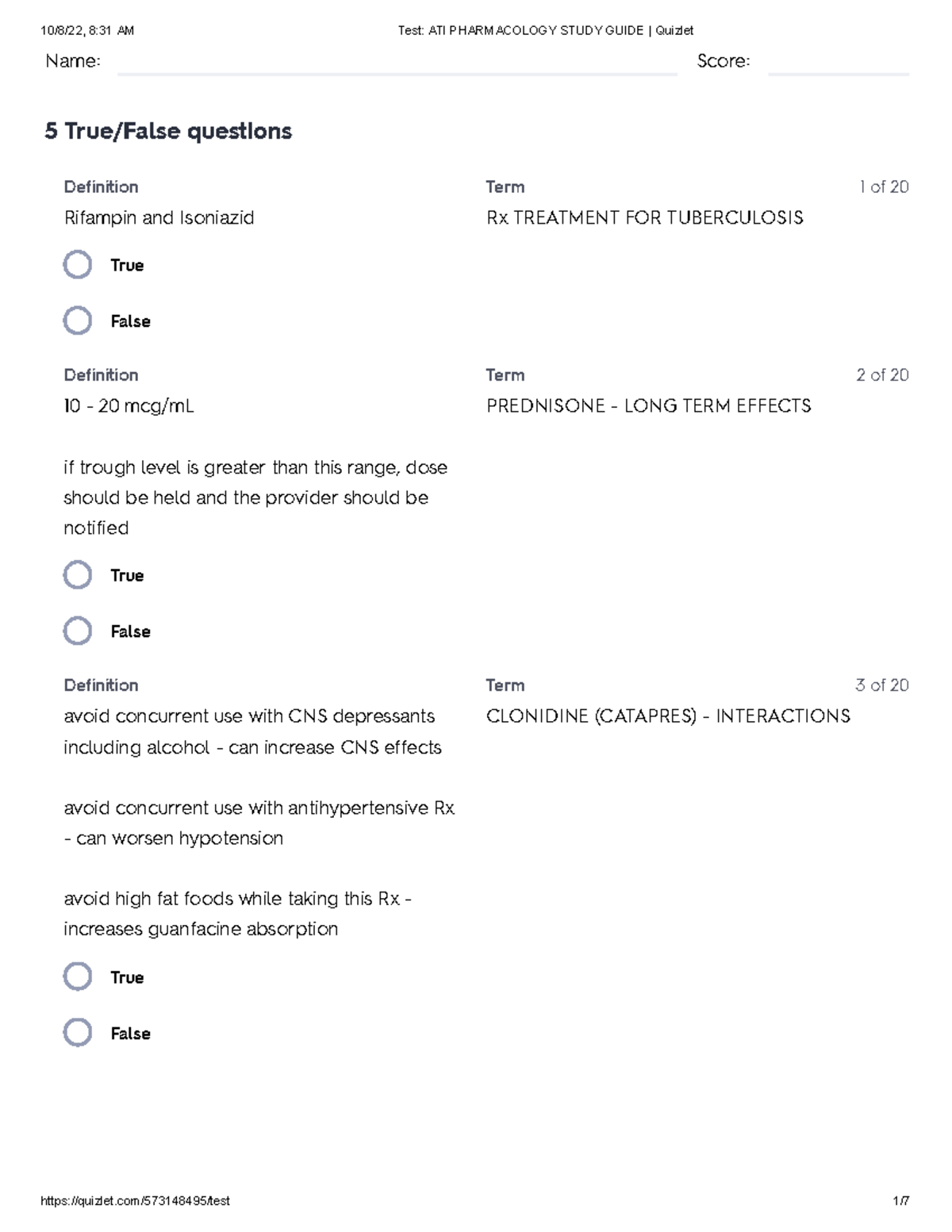 Test ATI Pharmacology Study Guide Quizlet Name Score 5 True False unit-2-ap-gov-book-notes